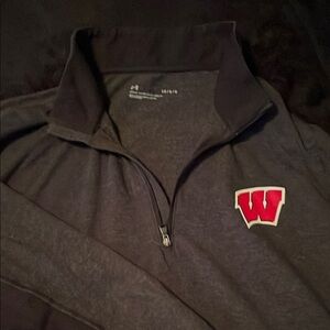 Under Armour Dark Grey Quarter-Zip Wisconsin Pullover